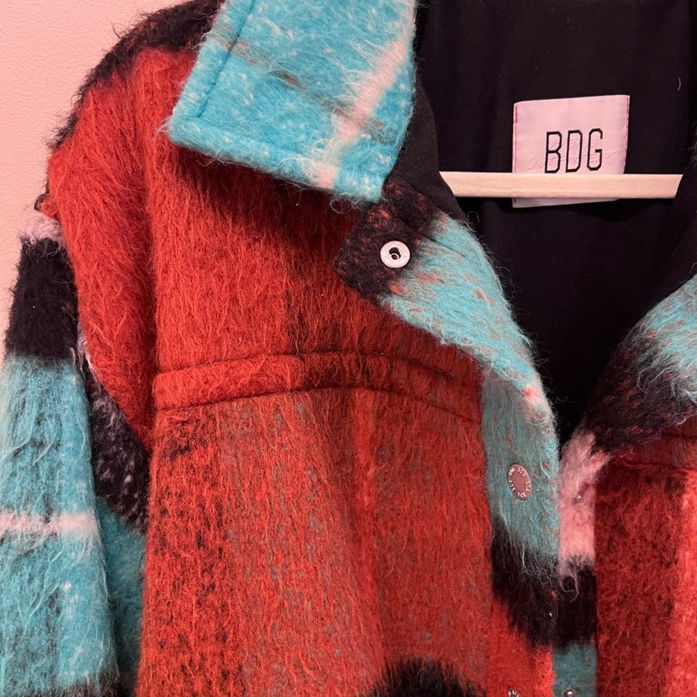 BDG Colorful Striped Fuzzy Jacket - Picture 2 of 7